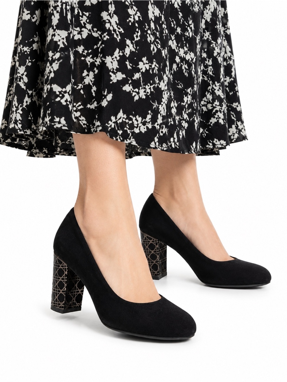Size 9‎ (EU 40) Gerry Weber Women’s Black Suede Pumps Geometric Block Heel